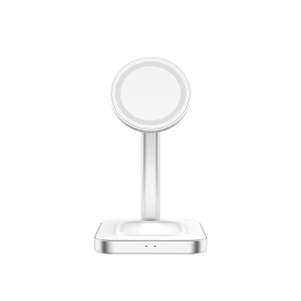 MagSafe Chargeur bureau Stand 2en1 15W + CS Blanc