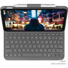 Logitech pour iPad (10e génération) Étui Clavier| Slim Folio avec Clavier sans Fil intégré (Graphite) - German Layout