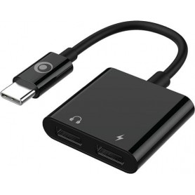 Adaptateur USB-C audio + charge 60W Noir