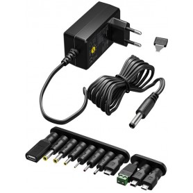 Alimentation Universelle 3 V - 12 V, Max. 3,6 W12 adaptateurs inclus : 7 adaptateurs DC en plus de USB-C™, USB-A, USB Mini-B, Mi