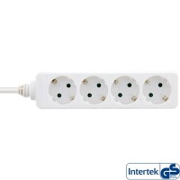 Barrette multiprise InLine® type F allemande 4 ports + verrou de sécurité pour enfant blanc, 1,5 m