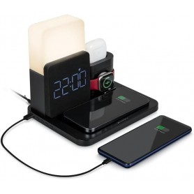 Base de charge induction 3 en 1 + Réveil + Lampe