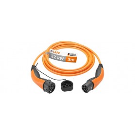 Type 2 Câble de Recharge, jusqu\'à 22 kW, 3 m, orange() 32 A, triphasé, pour la recharge de voitures hybrides et électriques ave