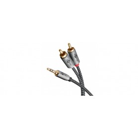 Câble Adaptateur Audio AUX, Fiche Jack 3,5 mm vers Fiche RCA Stéréo, 5 m, Sharkskin GreyConnecteur Jack 3,5 mm (3 broches, stéré