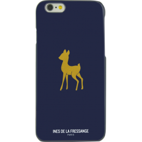 Coque semi-rigide bleue Ines de la Fressange motif faon pour iPhone 6/6S