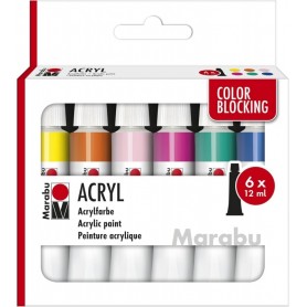 Marabu Set de peinture acrylique COLOR BLOCKING, 6 x 12 ml