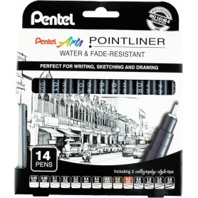 Pentel Feutre technique permanent Pointliner, set de 14