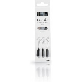 COPIC Feutre fin MULTILINER, set de 3, gris/noir