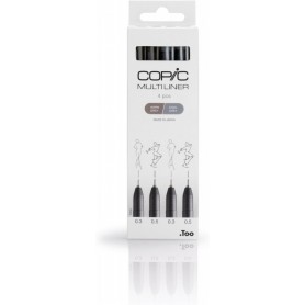 COPIC Feutre fin MULTILINER, set de 4, gris