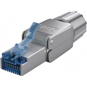 CAT 6A Connecteur RJ45 Blindé STP, Installation sans Outilpour un diamètre de câble de 5,0-8,5 mm, bouchon à vis, montage IDC sans outils