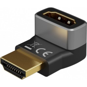 Adaptateur HDMI™ Coudé 90° Vertical, 8K @ 60 Hz, Plaqué OrPrise femelle standard HDMI™ (type A) Connecteur standard HDMI™ (type A) 90°