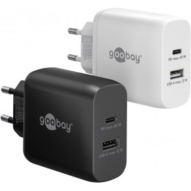 Chargeur Rapide Double USB-C™ PD (45 W) blanc1x port USB-C™ (Power Delivery) et 1x port USB-A