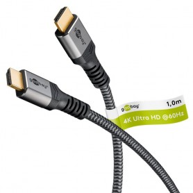 Câble HDMI™ Haute Vitesse avec Ethernet, 1 m, Sharkskin Greyconnecteur HDMI™ (type A) connecteur HDMI™ (type A)