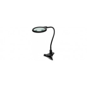 Lampe Loupe à LED avec Pince, 6 W, noir480 lm, lentille en verre de 100 mm, grossissement 1,75 fois, 3 dioptries