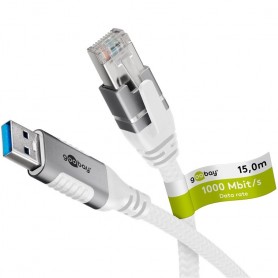 Câble Ethernet USB-A 3.0 vers RJ45, 15 mconnecte un routeur, modem ou switch réseau au port USB-A de l\'ordinateur portable, tablette ou smartphone