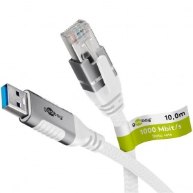 Câble Ethernet USB-A 3.0 vers RJ45, 10 mconnecte un routeur, modem ou switch réseau au port USB-A de l\'ordinateur portable, tablette ou smartphone