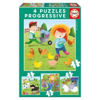 EDUCA BORRAS - Educa BorrAs - 17145 - Puzzle Progressif Animaux De La Ferme (6-9-12-16 Pcs)