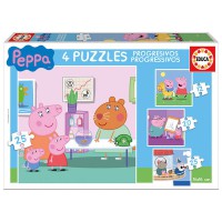 EDUCA BORRAS - Peppa Pig Puzzle Progressif, 12, 16, 20, 25 Pièces (Educa BorrAs 16817.0)