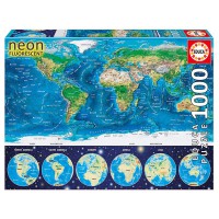 EDUCA BORRAS - Educa - 16760 - Puzzle - Néon Carte Du Monde - 1000 Pièces