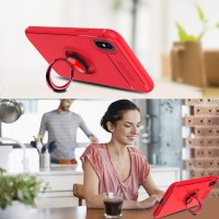 Alpexe Coque iPhone 11 Pro/XS/S avec Anneau, Rotation Bague Support Arriere Rouge