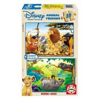 Disney Animaux - Pack de 2 Puzzles de 50 pieces - Bois