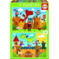 EDUCA - Puzzle Dragons Chevaliers 2X48 pcs