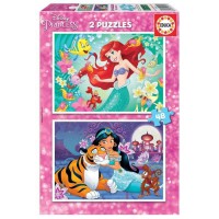 EDUCA - puzzle 2x48 Disney Princesses Ariel + Jasmine