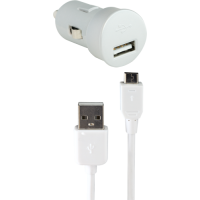 Mini chargeur allume-cigare 1A blanc micro USB