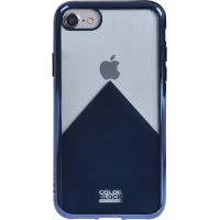 Coque souple transparente et métal bleu Colorblock pour iPhone SE (2020)/8/7/6S/