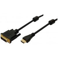 LogiLink CH0013 HDMI mâle vers DVI, HDMI mâle vers DVI (18 + 1), (or), 2x Ferrite, noir, 3m, polybag