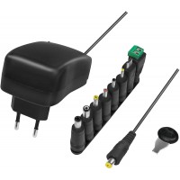 LogiLink PA0198 Bloc d'alimentation Universel 34 W avec Port USB et 8 adaptateurs différents, Court-Circuit, surtension, surchau