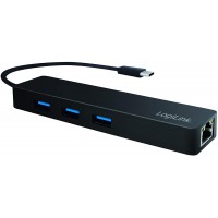 LogiLink UA0313 Hub USB 3.0 Slim Noir 3 Ports + Gigabit LAN