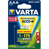 2 PILES RECHARGEABLES AAA (Micro)/HR03 (56703) - 800 mAh VARTA