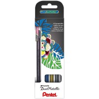 Pentel K110-4XZ Lot de 4 stylos a  encre gel hybride double effet de couleur sur papier clair/fonce