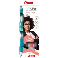 Pentel EnerGel BL77-4COL3 Lot de 4 rollers a  encre gel avec mecanisme a  pression 0,7 mm de diametre 0,35 mm d'epaisseur de tr