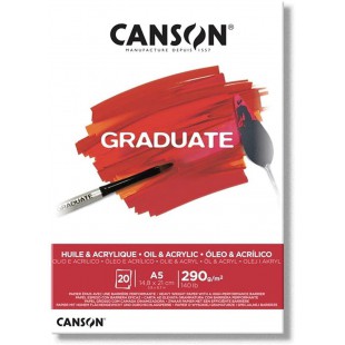 CANSON Bloc 20 feuilles GRADUATE Huile & Acrylique - colle petit cote - A5 290g/m²