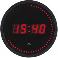 Alba HORLED Horloge Murale LED Noir / Rouge - Prise electrique UK