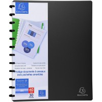 Exacompta 86351E Porte vues avec pochettes rechargeable/amovible 60 vues Noir