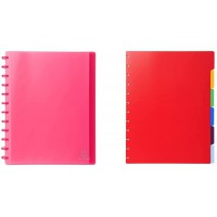 Exacompta - Ref. 86355E - Protege-Documents a  Anneaux - Rouge & 86002E Intercalaire 6 touches en polypropylene couleur format m