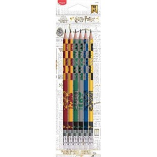 Alpexe France - 359027 Maped - 6 Crayons Graphite Black'Peps Harry Potter  HB Embout Gomme - Crayons a Papier Harry Potter - Lot de 6 Crayons dessin