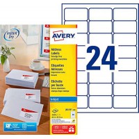 AVERY - Boite de 2400 etiquettes d'adressage autocollantes, Personnalisables et imprimables, Format 63,5 x 33,9 mm, Impression j