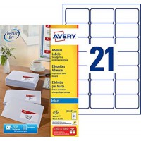 AVERY - Boite de 2100 etiquettes d'adressage autocollantes, Personnalisables et imprimables, Format 63,5 x 38,1 mm, Impression j