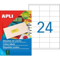 Apli 100766 Boite de 2400 Etiquettes multi-usage A4 70 x 35 mm Vert Fluo