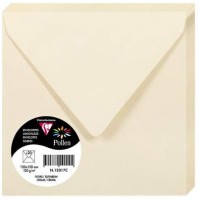 Clairefontaine 12017C - Paquet de 20 Enveloppes Gommees - Format Carre 12x12cm - 120g/m² - Coloris Ivoire - Invitation Evenement