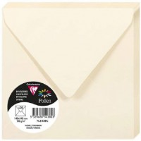 Clairefontaine 5438C - Paquet de 20 Enveloppes Gommees - Format Carre 14x14cm - 120g/m² - Coloris Ivoire - Invitation Evenements