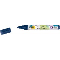 Marqueur acrylique Triton 17748 - Bleu fonce - Pointe de 1 a 3 mm - Pour lignes et ecritures - Sechage satine - Haut