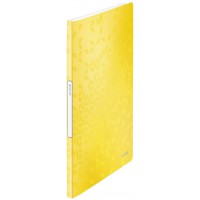 Leitz Reliure Protege-Documents A4, 20 Pochettes, Capacite 40 Feuilles, Pochettes Transparentes, Jaune, WOW, 46310016