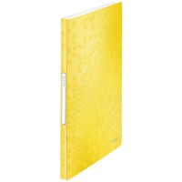 Leitz Reliure Protege-Documents A4, 40 Pochettes, Capacite 80 Feuilles, Pochettes Transparentes, Jaune, WOW, 46320016